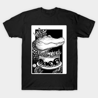 Alligator & Crystal Cake - White Outlined Version T-Shirt